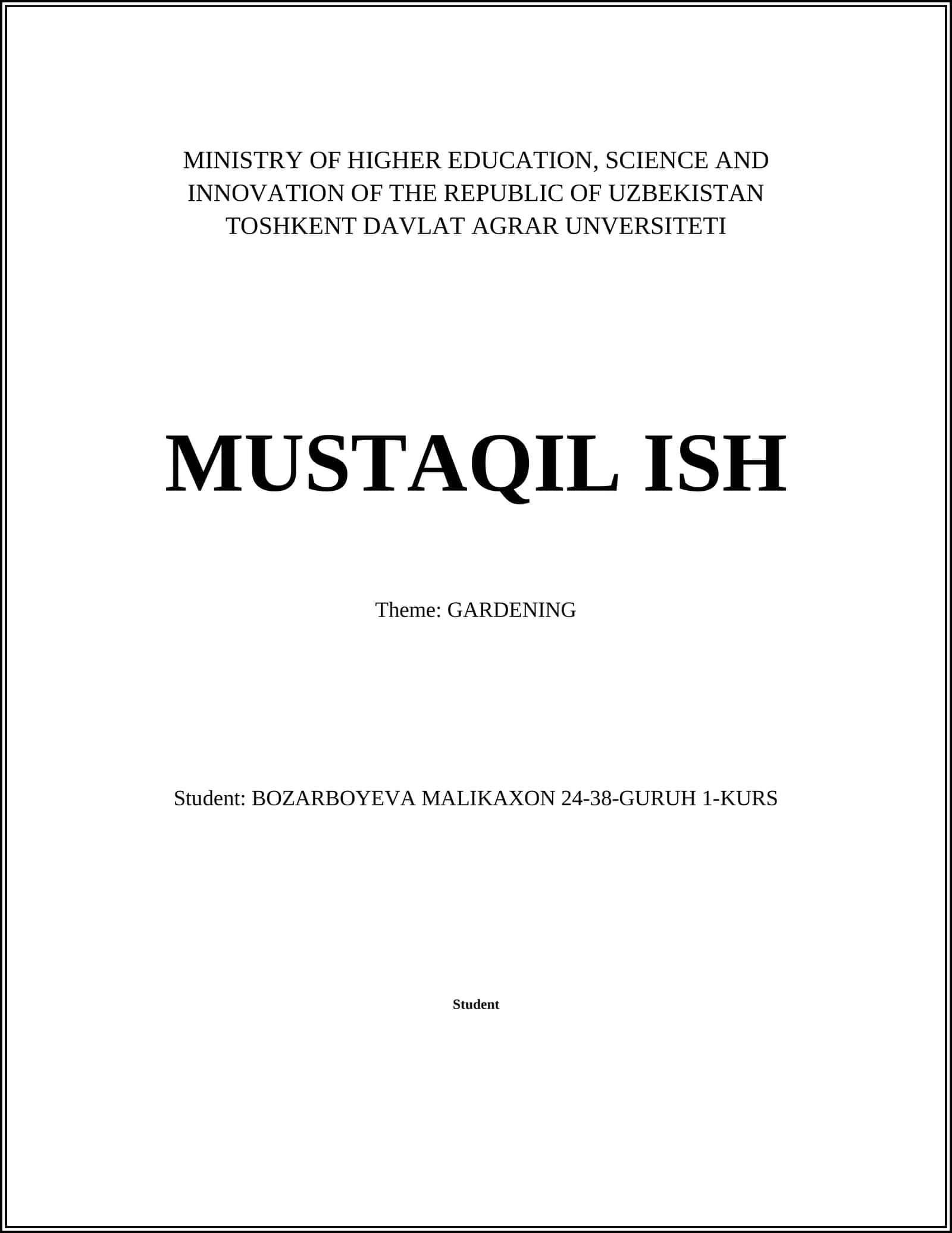MUSTAQIL ISH 1