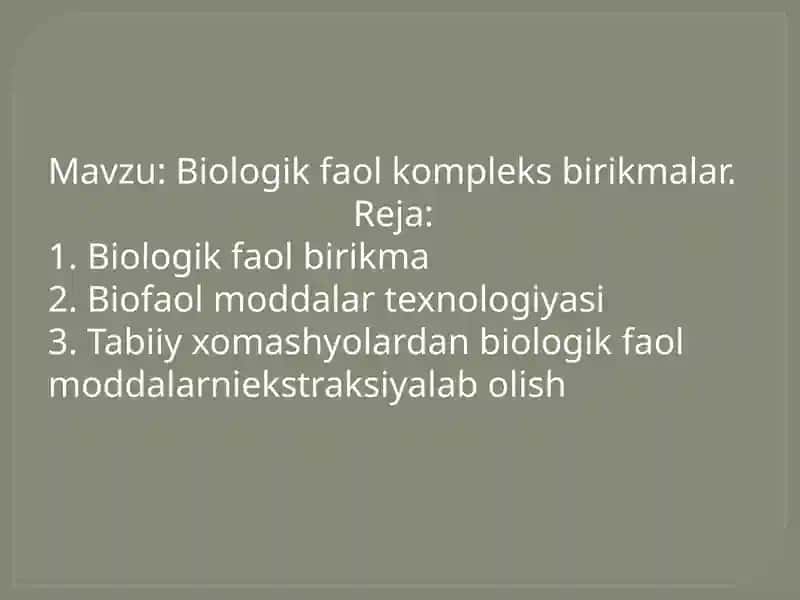 Biologik faol kompleks birikmalar