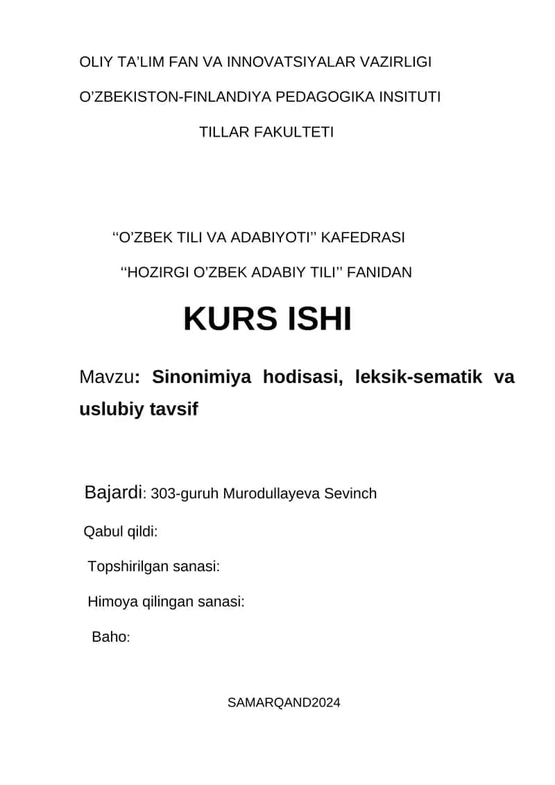 O'zbek tili va adabiyoti kurs ishi 1