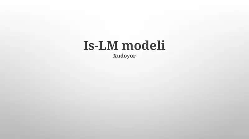 IS-LM modeli 1