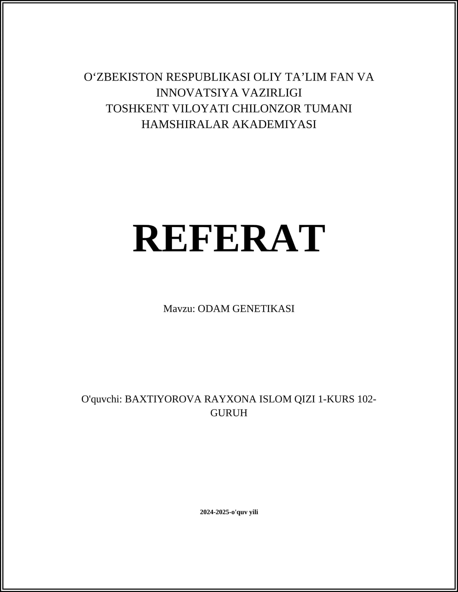 ODAM GENETIKASI 1