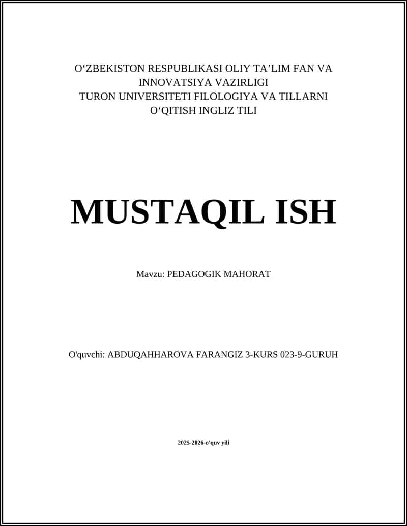 PEDAGOGIK MAHORAT 1