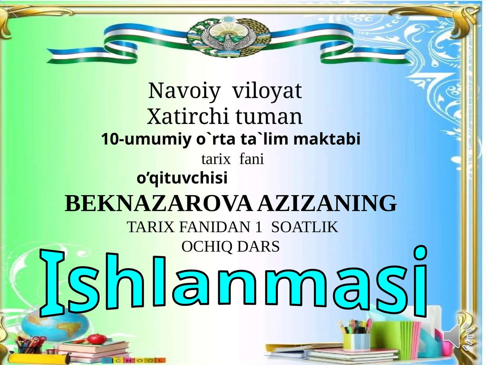 8-sinf Jahon tarixi fanidan ochiq dars ishlanma. XVI-XVIII asrlarda Eron 1