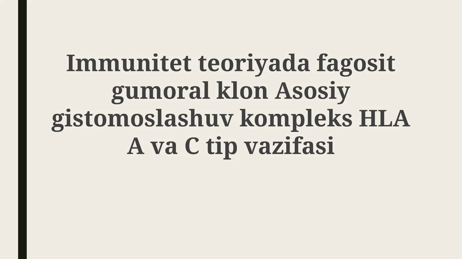 Immunitet nazariyasi 1
