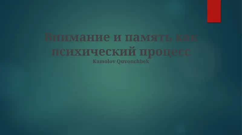 Внимание и память как психический процесс 1