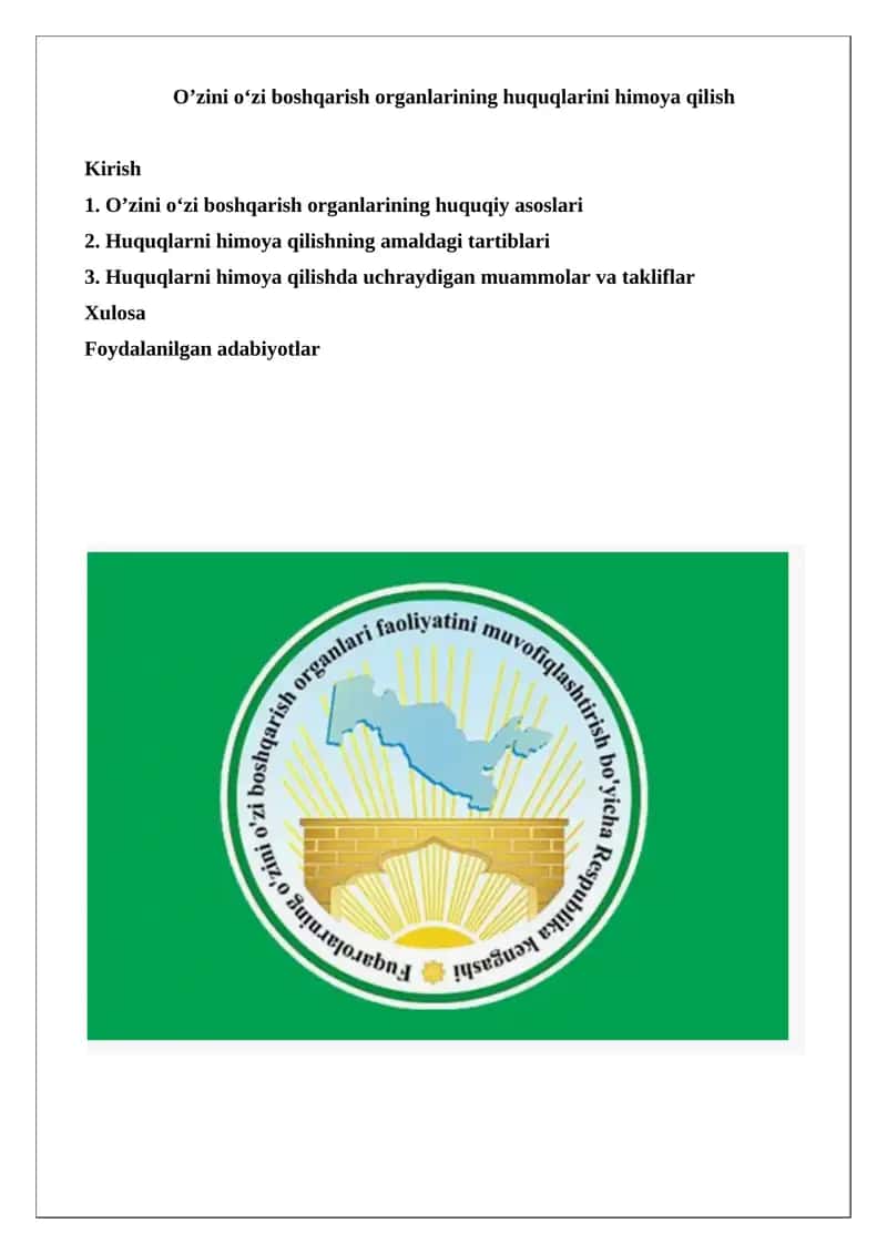 O’zini o‘zi boshqarish organlarining huquqiy asoslari 1