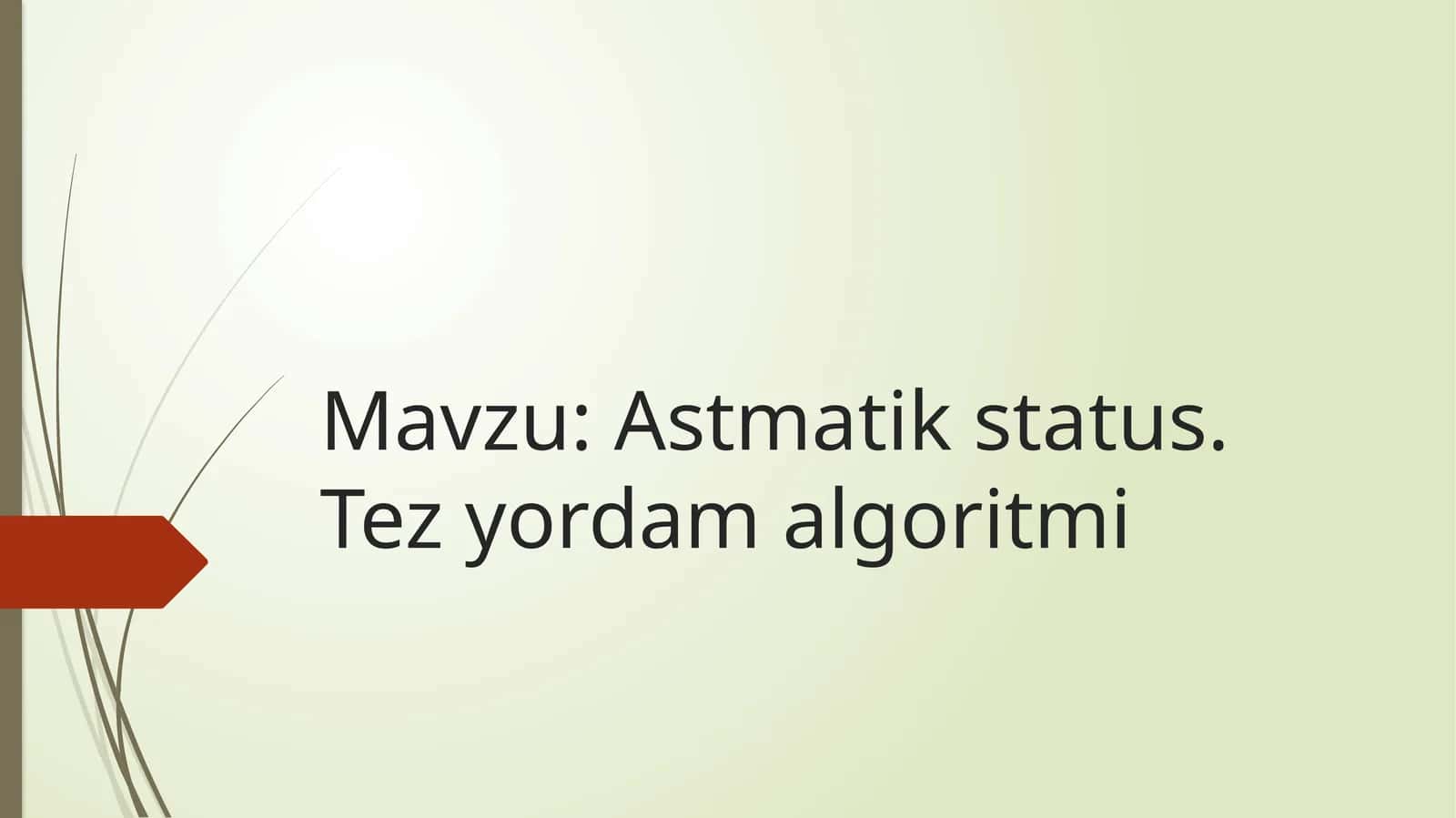Astmatik status. Tez yordam algoritmi 1