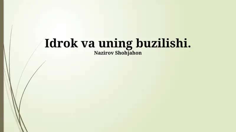Idrok va uning buzilishi 1