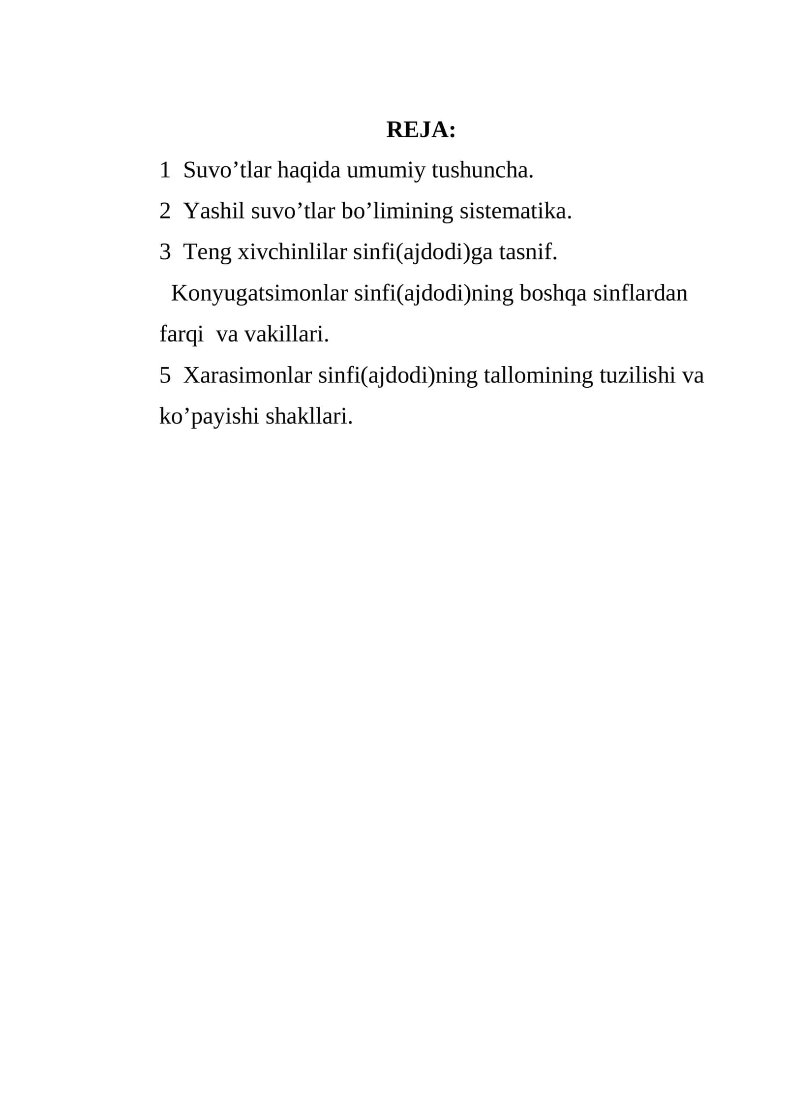 Suvo’tlar bo’limining sistematika 1