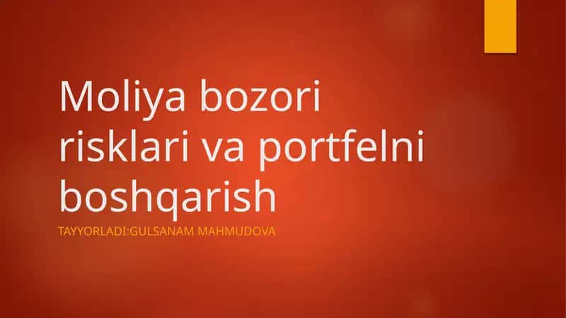 Moliyabozoririsklarivaportfelniboshqarish 1