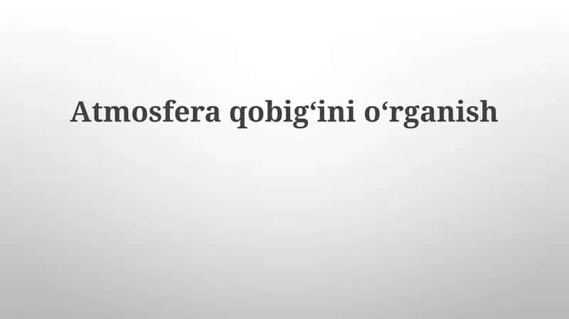 Atmosfera Tadqiqot Usullari 1