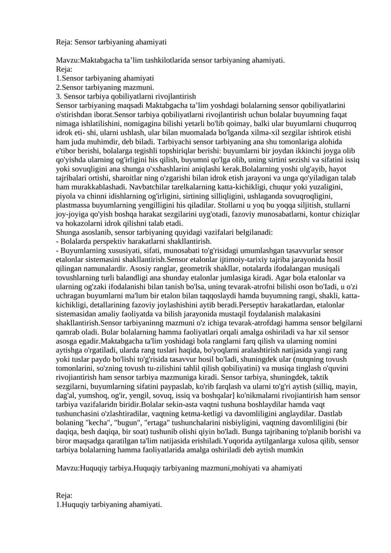 Sensor tarbiyaning ahamiyati 1