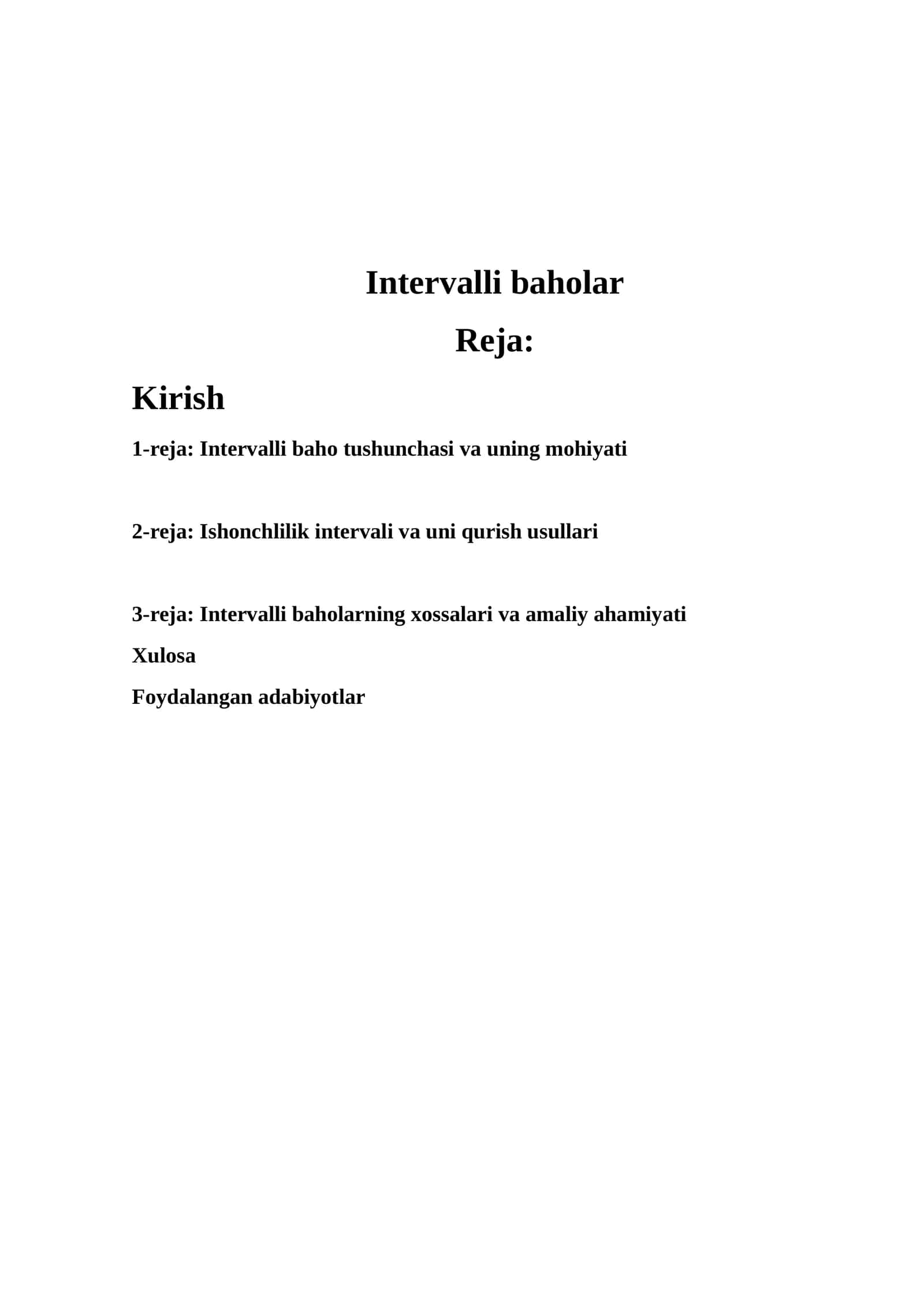 Intervalli baholar 1