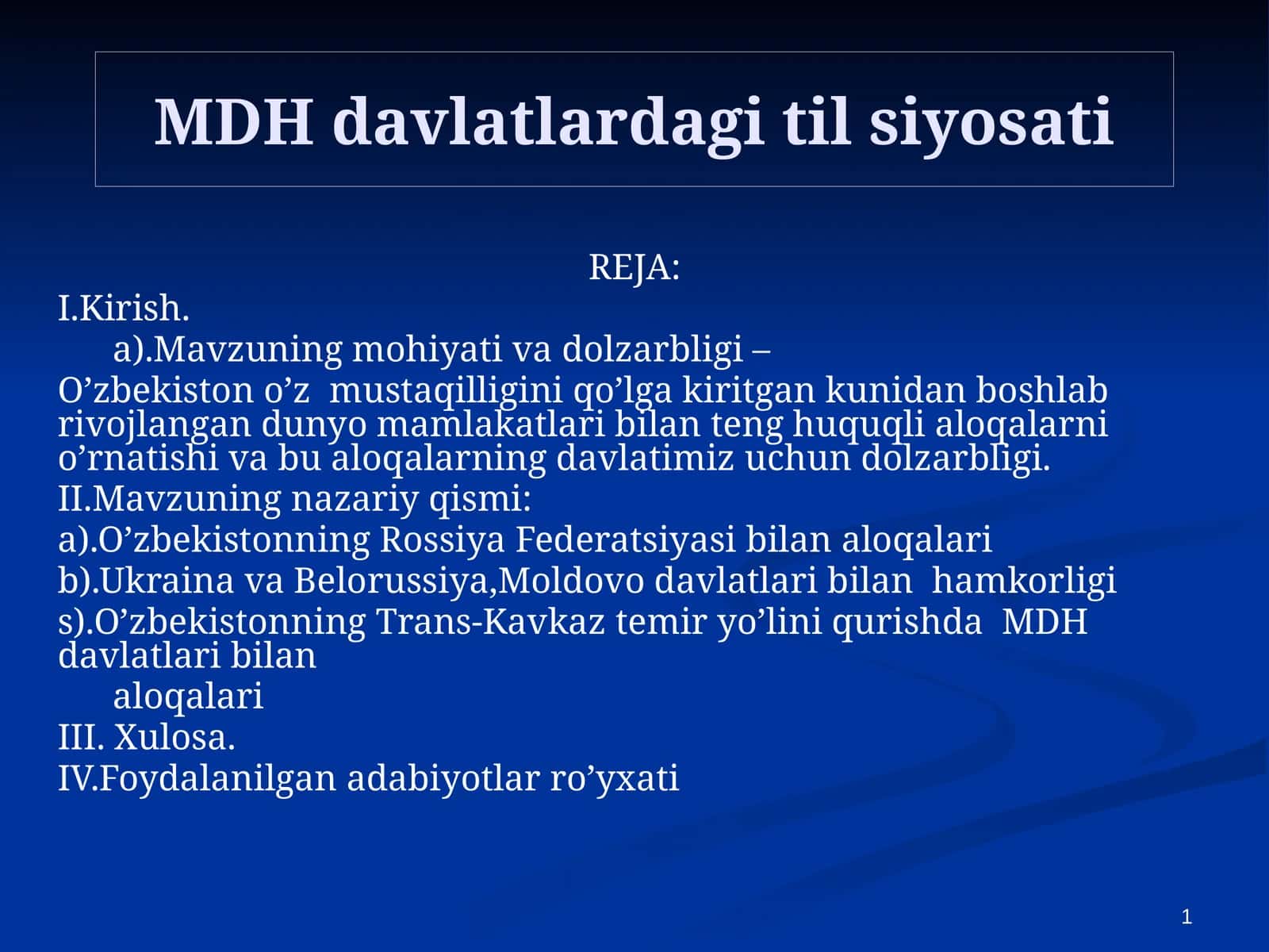 MDH davlatlardagi til siyosati 1