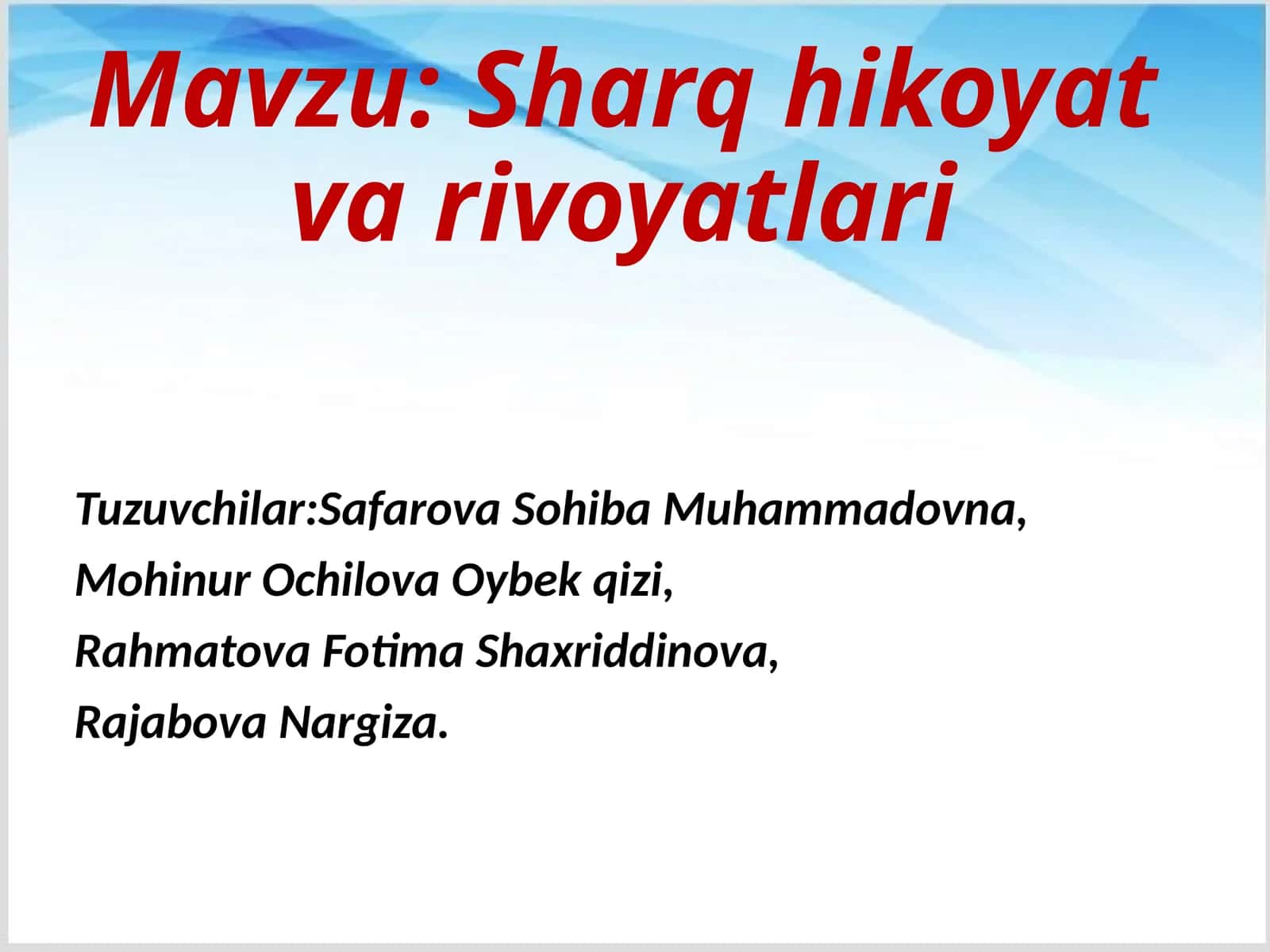 Sharq hikoyat va rivoyatlari 1