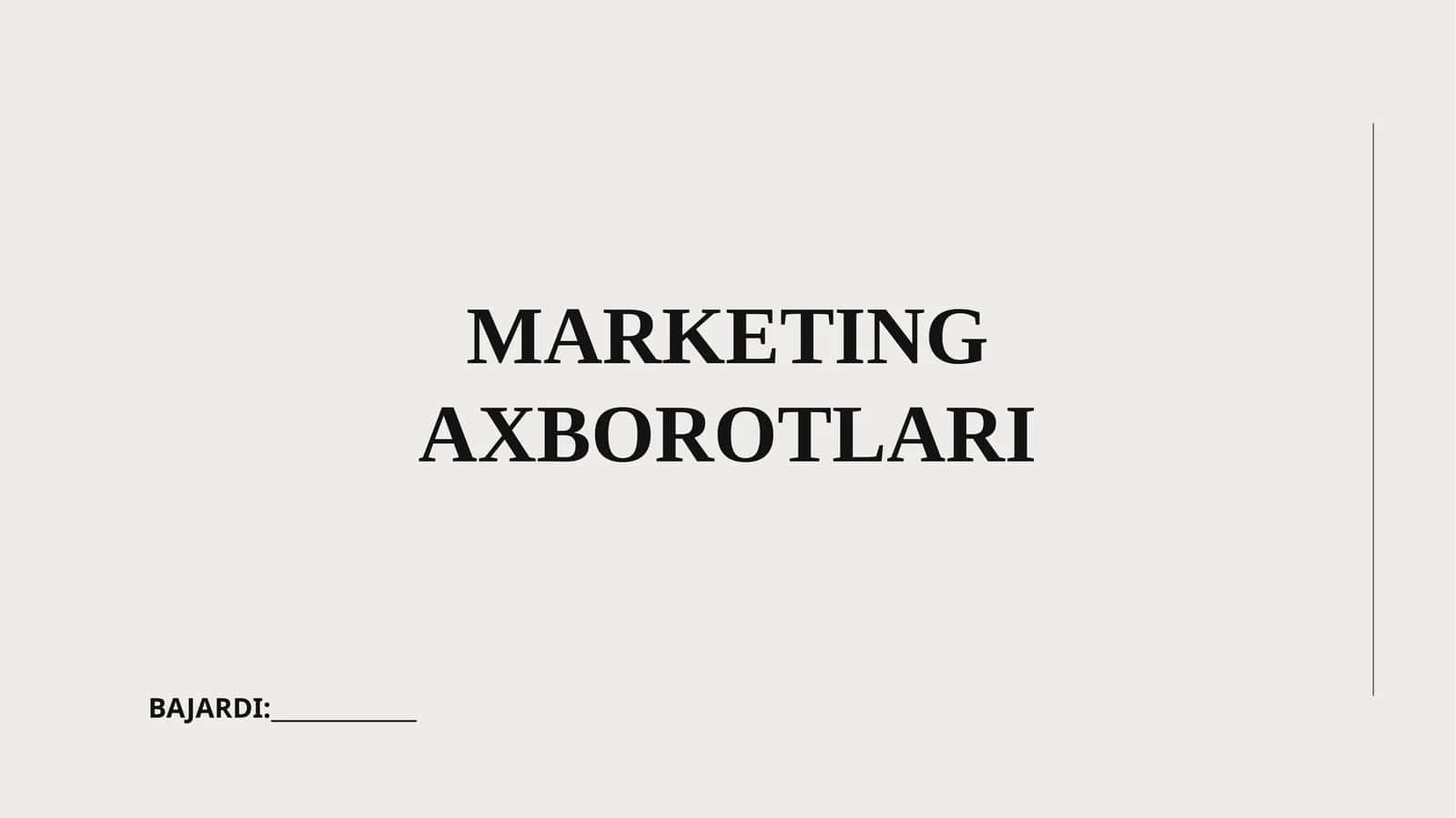 MARKETING AXBOROTLARI 1