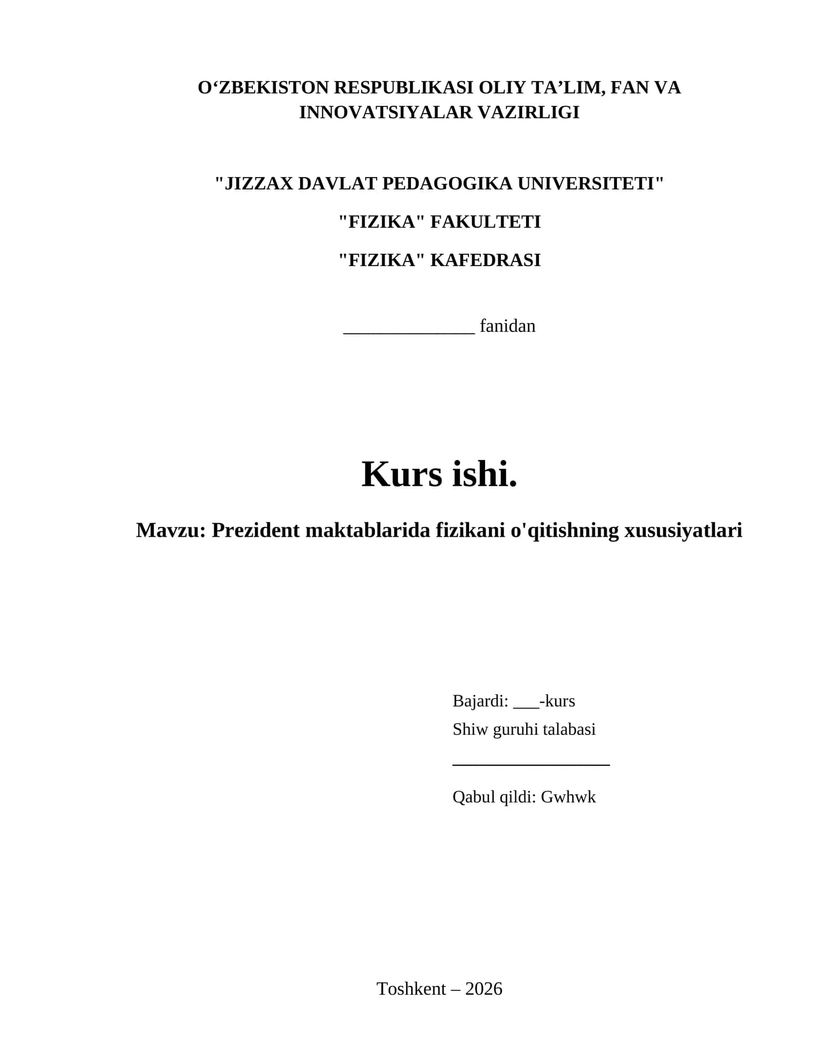 Prezident maktablarida fizikani o'qitishning xususiyatlari 1