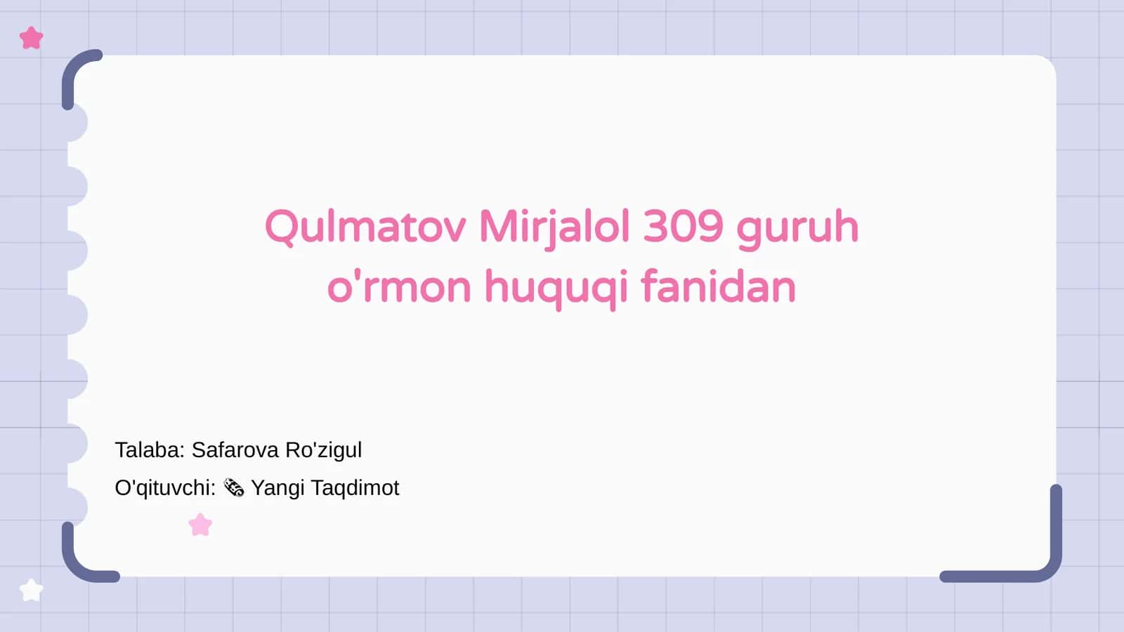 O‘rmon huquqi fanidan 1