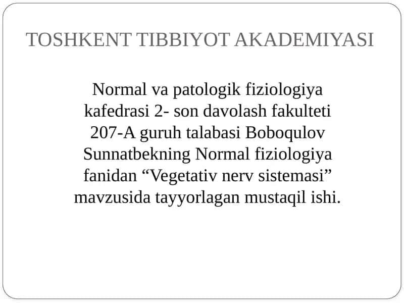 Vegetativ nerv sistemasi 1