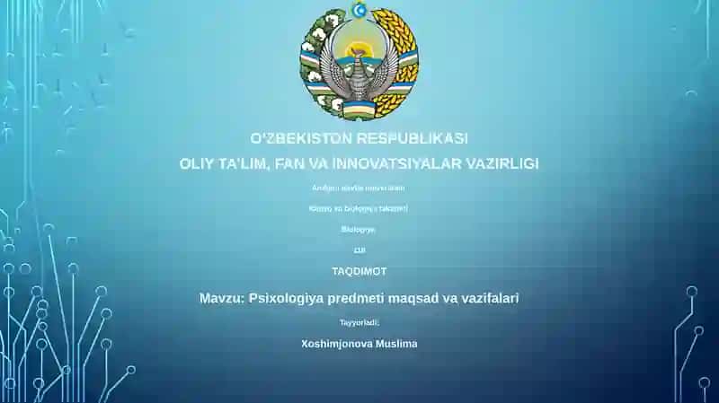 Psixologiya predmeti maqsad va vazifalari