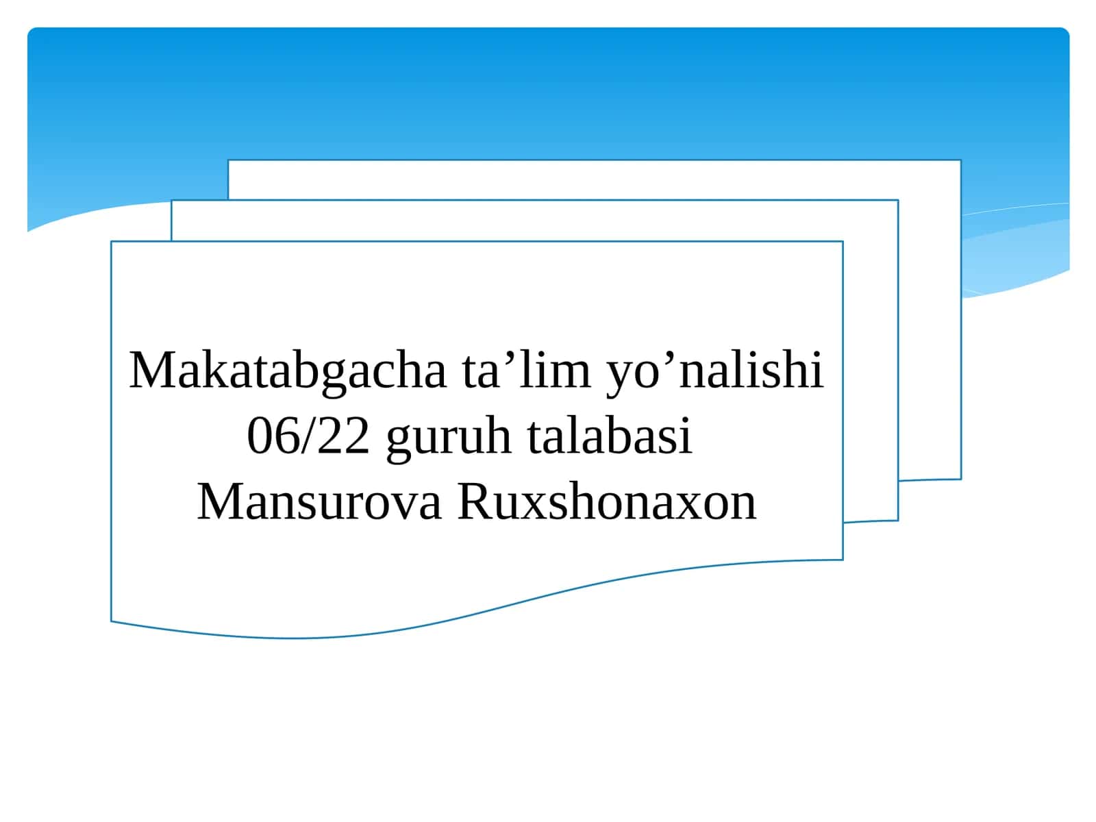 Maktabgacha ta’lim yo'nalishi 1