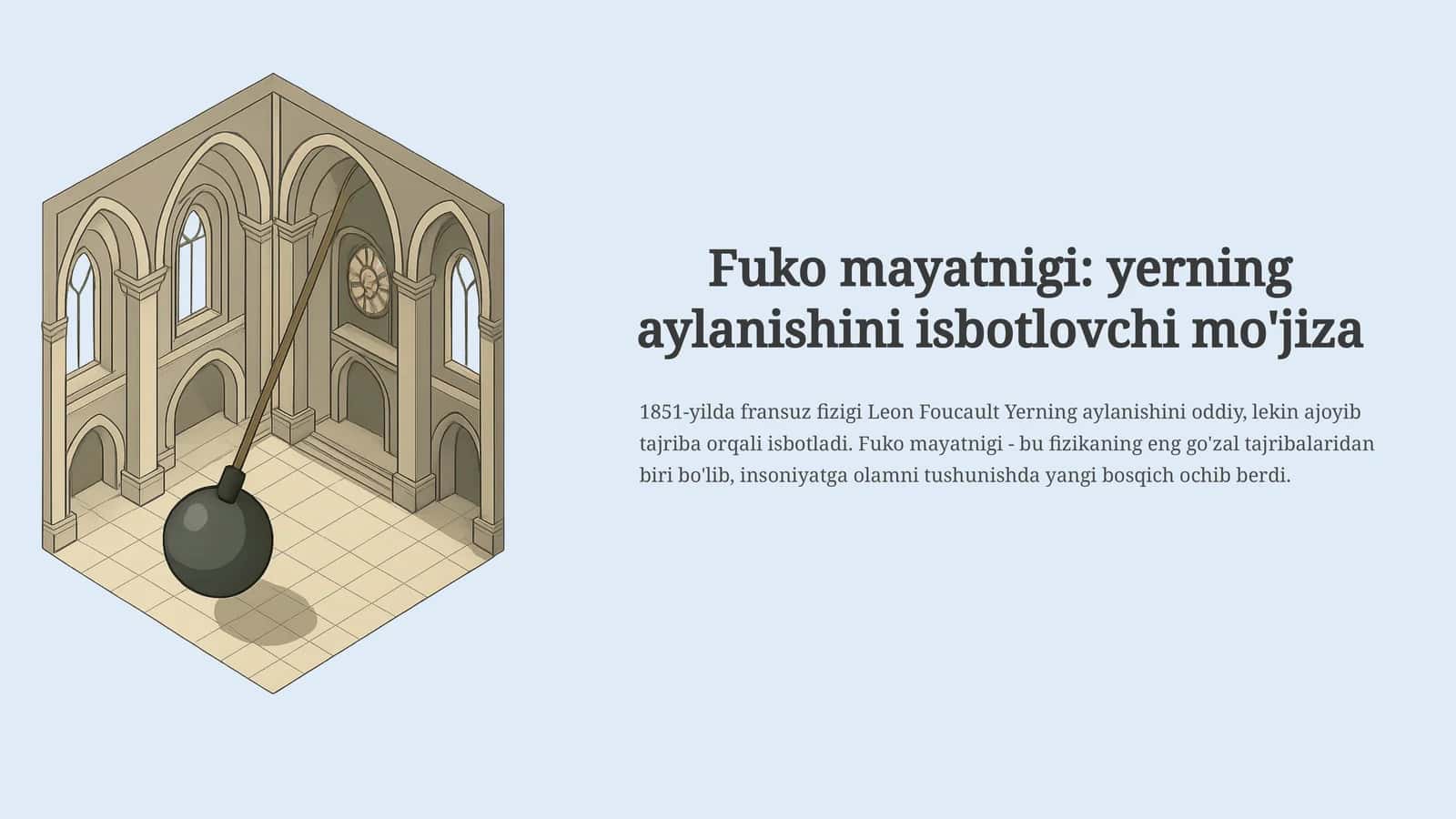 Fuko mayatnigi yerning aylanishini isbotlovchi mo'jiza 1