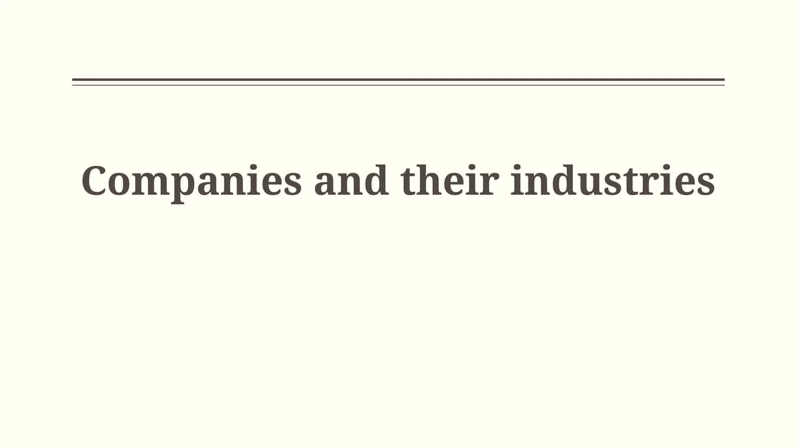 Companies and their industries 1