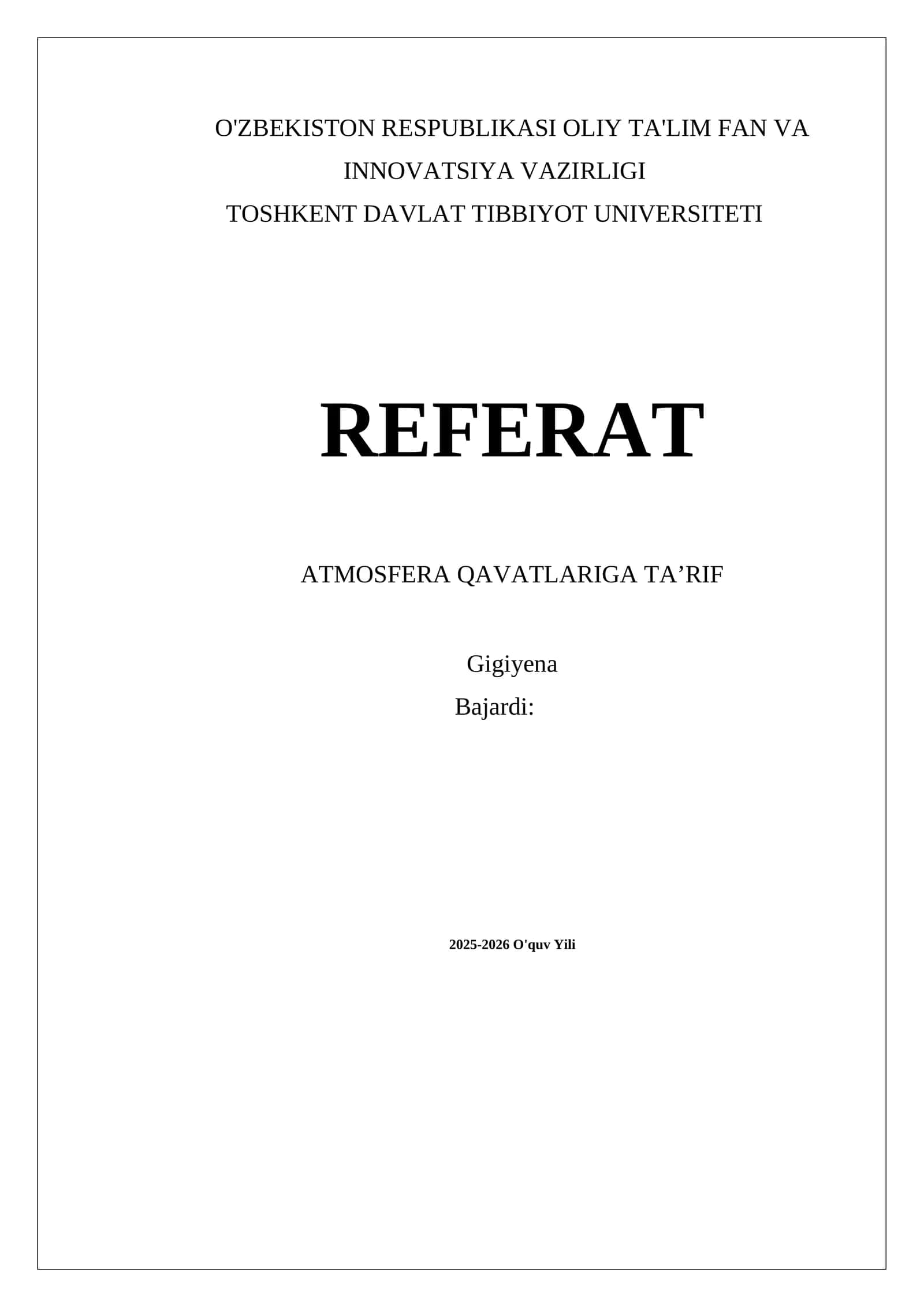 REFERAT ATMOSFERA QAVATLARIGA TA’RIF 1