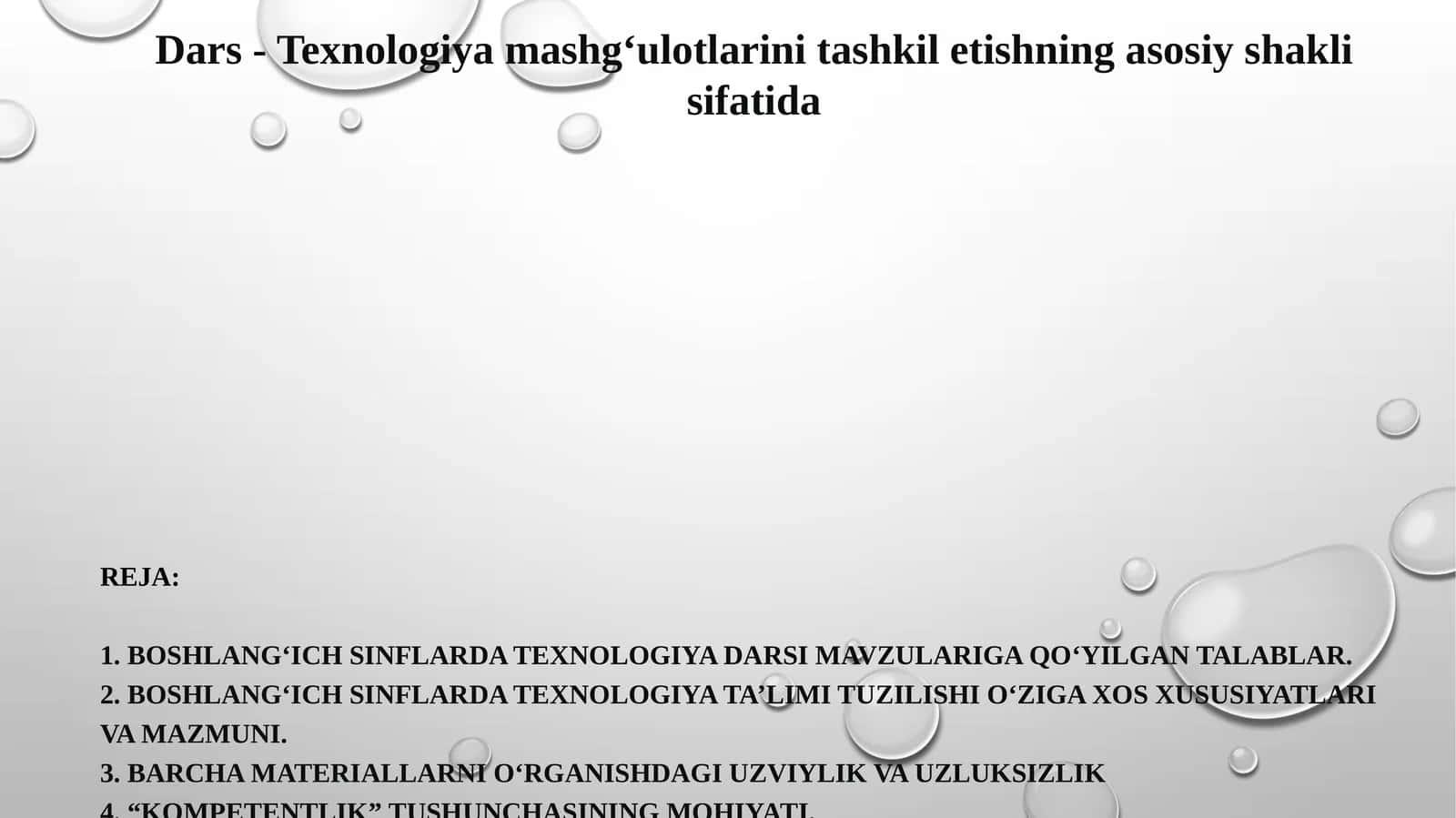 Dars Texnologiya va Mashg'ulotlarini Tashkil Etmish 1