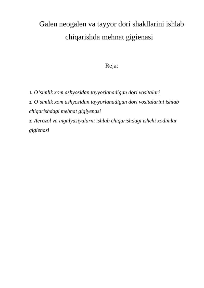 O’simlik xom ashyosidan dori vositalari 1
