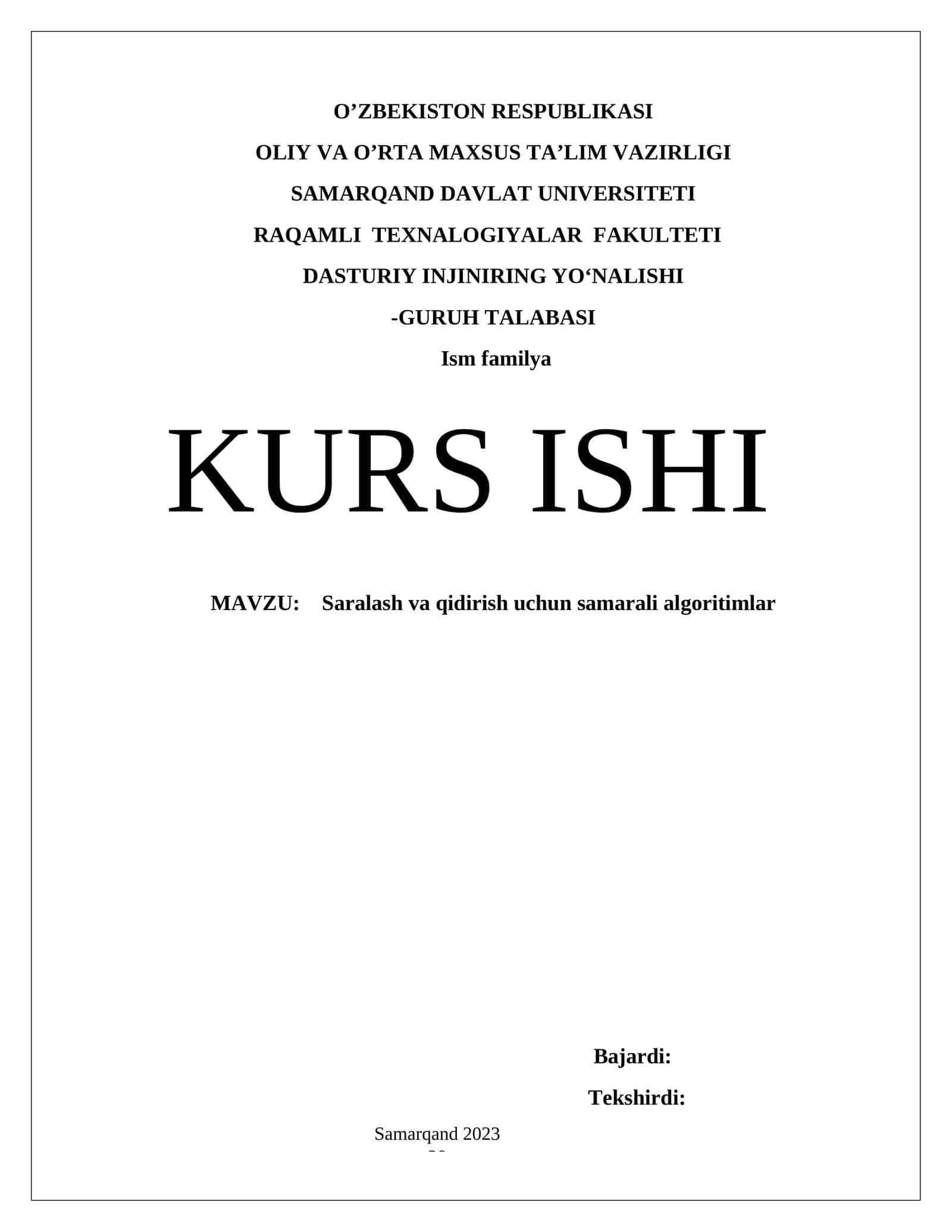Saralash va qidirish uchun samarali algoritimlar 1