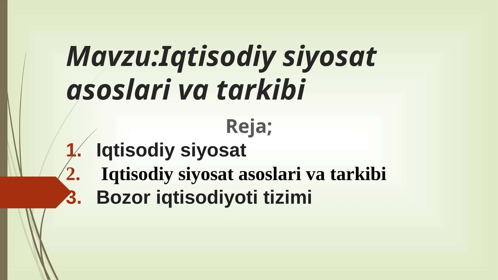 IQTISODIYSIYOSAT ASOSLARI VA TARKIBI 1