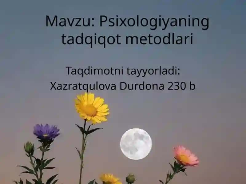 Psixologiyaning tadqiqot metodlari