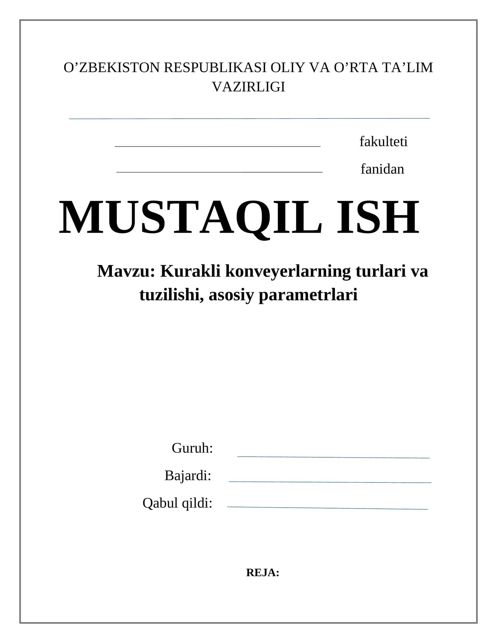 Kurakli konveyerlar turlari va tuzilishi, asosiy parametrlari 1