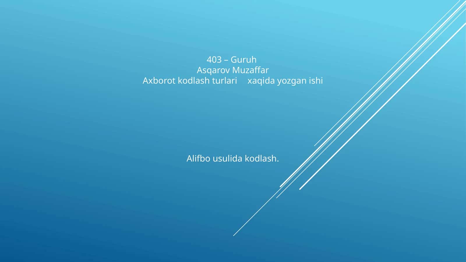 Alifbo usulida kodlash 1