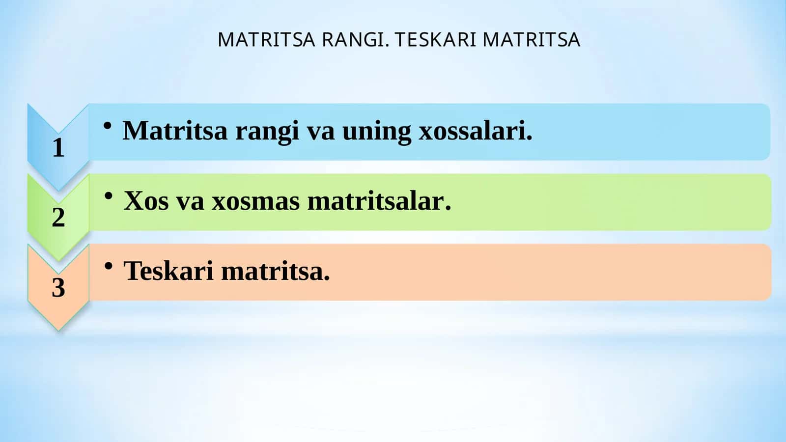 MATRITSA RANGI. TESKARI MATRITSA 1