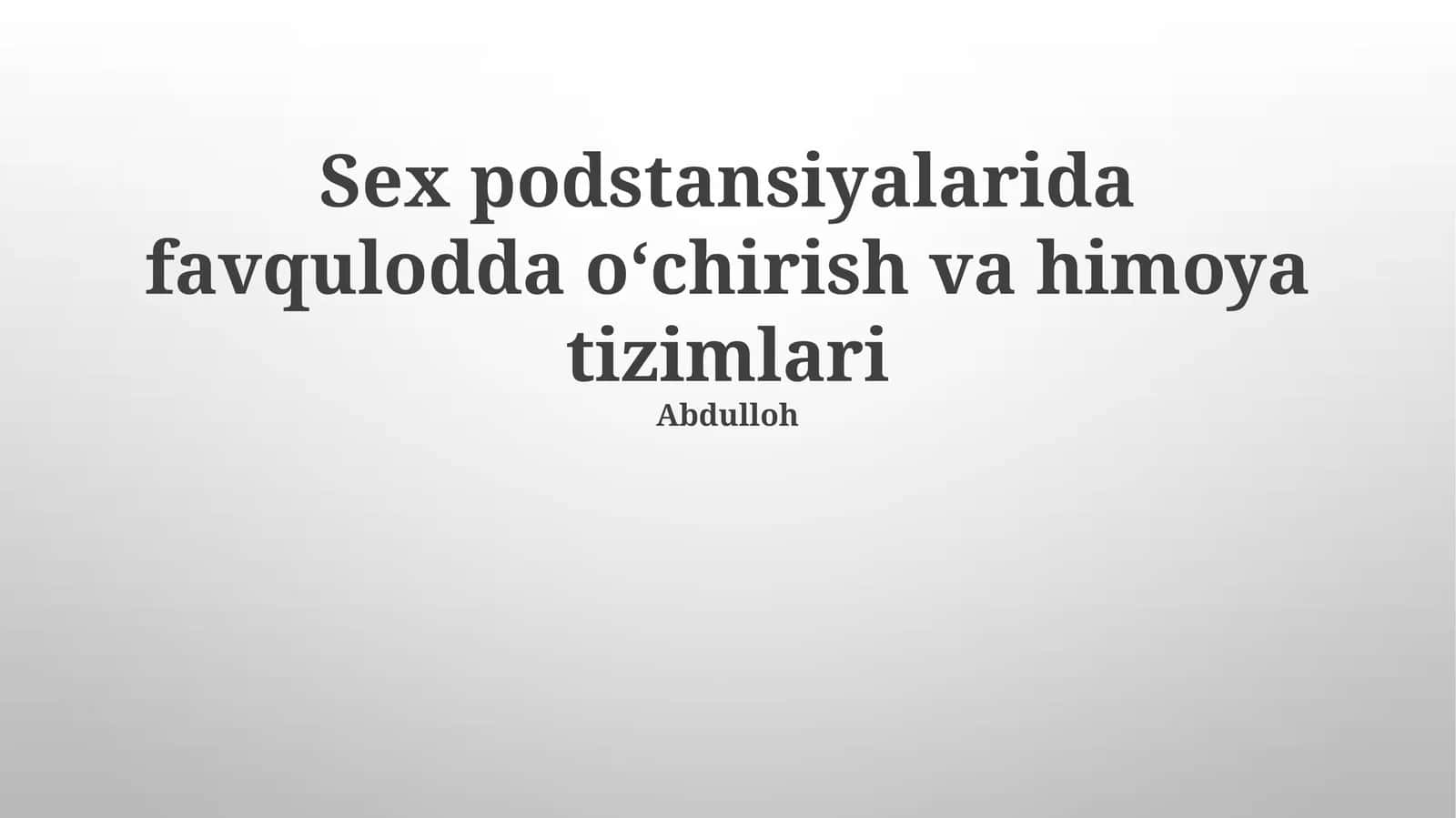 Favqulodda o‘chirish va himoya tizimlari 1