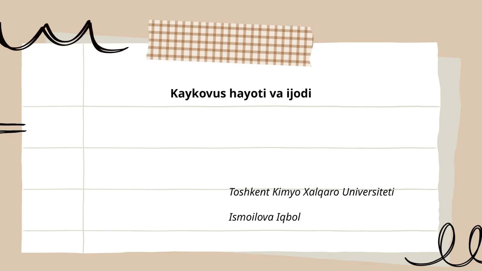 Kaykovus hayoti va ijodi 1