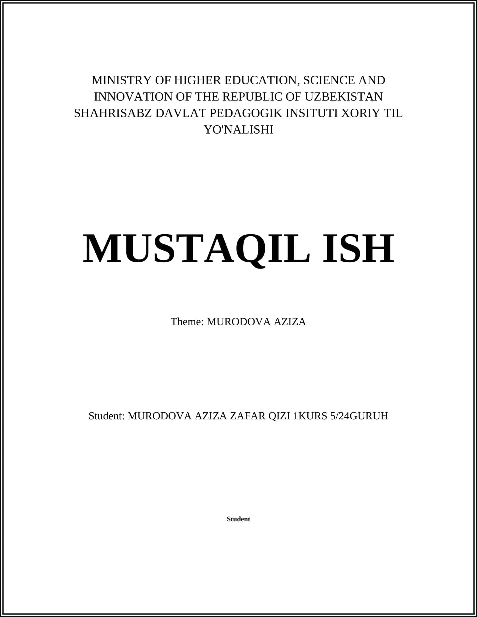 Murodova Aziza Biography 1