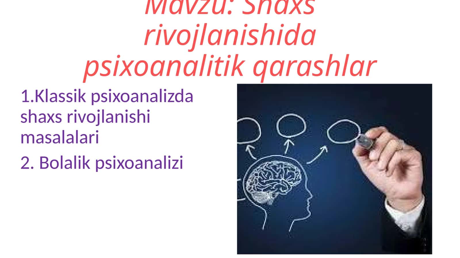 Shaxs rivojlanishida psixoanalitik qarashlar 1