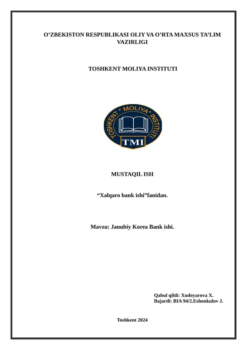 Janubiy Korea Bank ishi 1