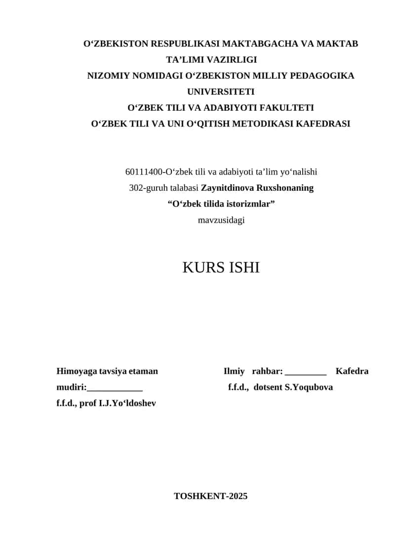 Oʻzbek tilida istorizmlar 1