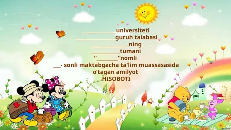 Maktabgacha ta'lim muassasasida o’tagan amilyot HISOBOTI 1