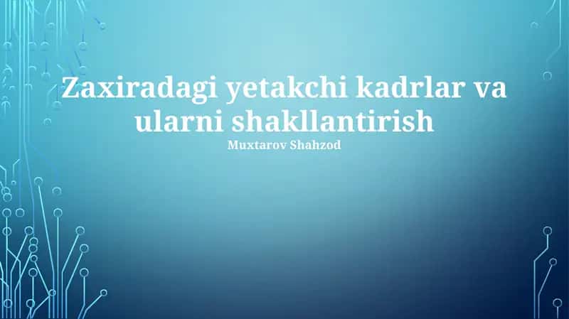 Zaxira Kadrlarining Malakasini Oshirish 1