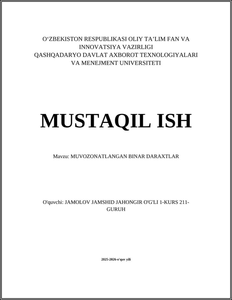 MUVOZONATLANGAN BINAR DARAXTLAR 1