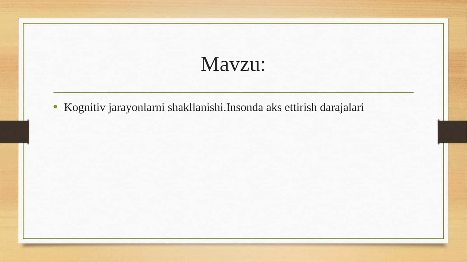 Kognitiv jarayonlarni shakllanishi. Insonda aks ettirish darajalari 1