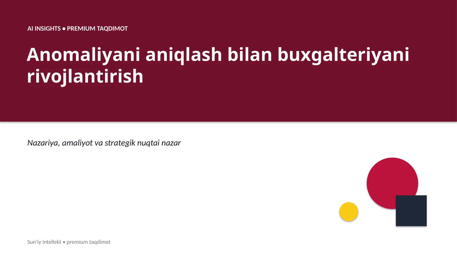 Anomaliyani aniqlash bilan buxgalteriyani rivojlantirish 1