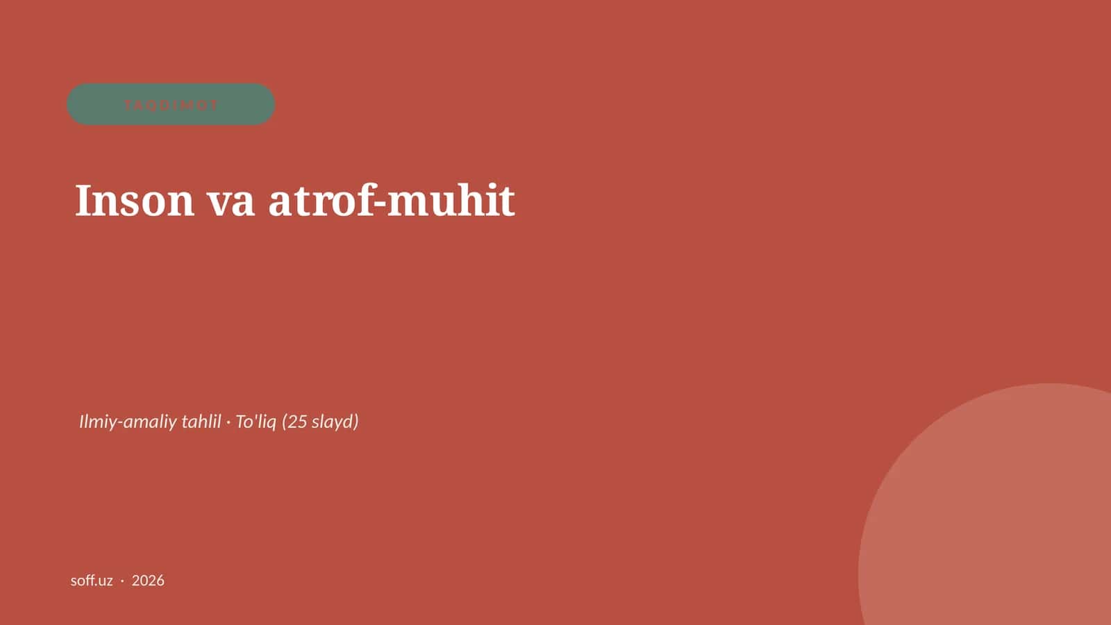Inson va atrof-muhit Ilmiy-amaliy tahlil 1