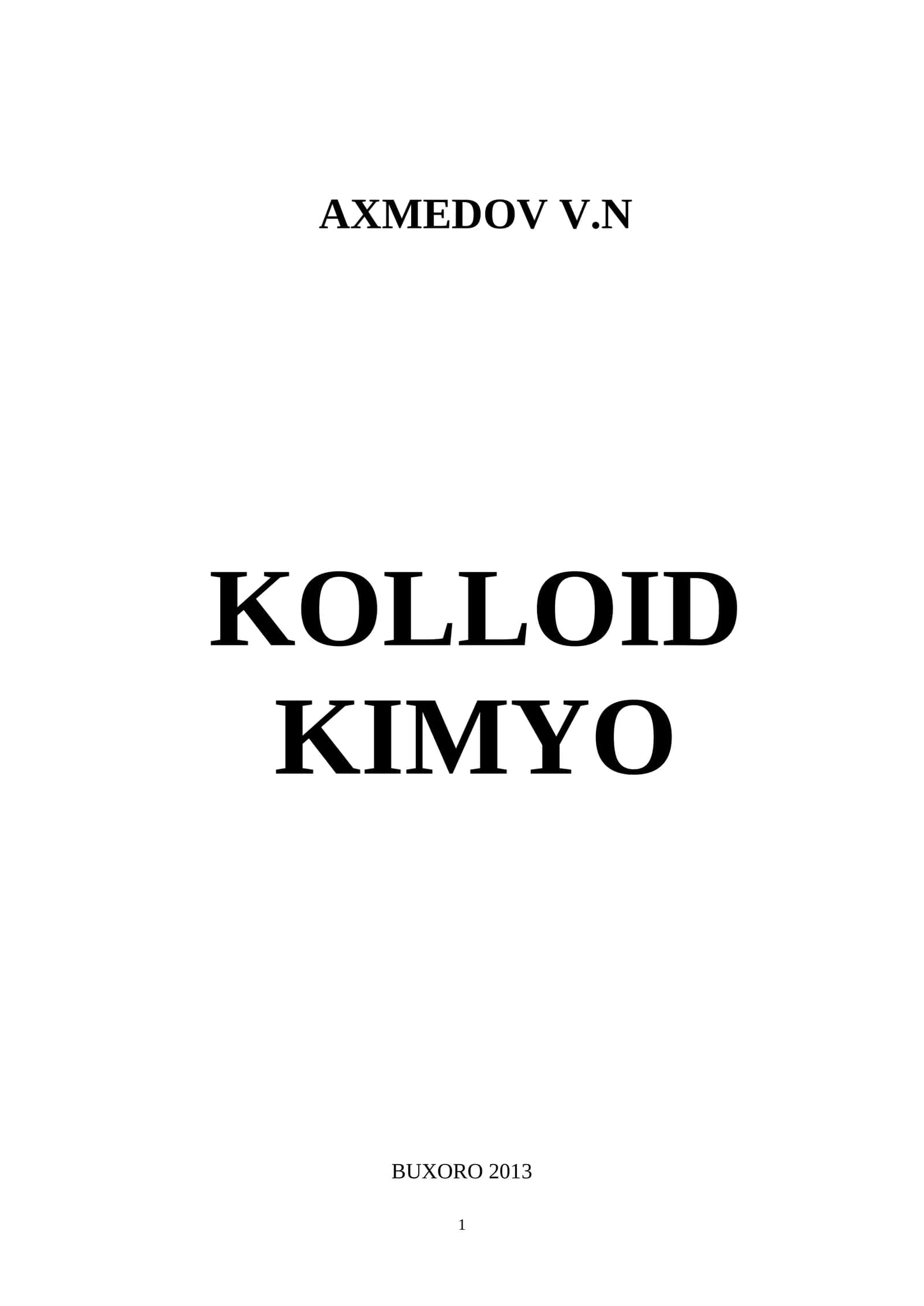 KOLLOID KIMYO 1
