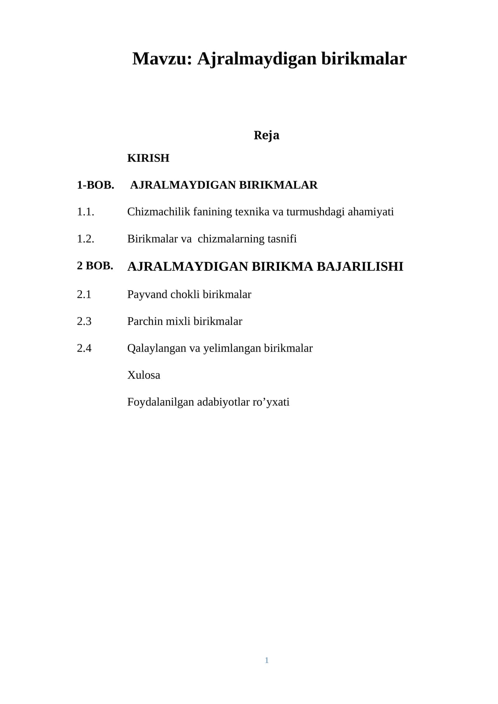 Ajralmaydigan birikmalar 1
